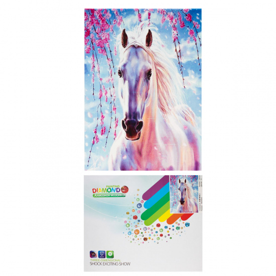 Мозаика алмазная 40*50см КОКОС Белая лошадь полная выкладка холст на подрамнике 183876/GA72543 