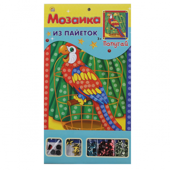 Мозаика из пайеток А5 (17*20см) Попугай М-4340