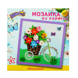 Мозаика, пайетки, 20*20 см, Велосипед, Волшебная мастерская, М038