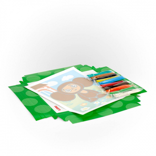 Фреска из песка Чебурашка Союзмультфильм рамка, 10 цветов Lori Кпф-005
