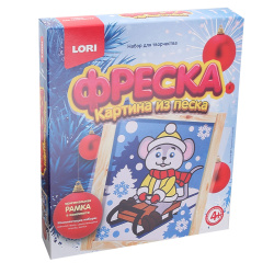 Фреска песком Мышонок на санках Кп-051