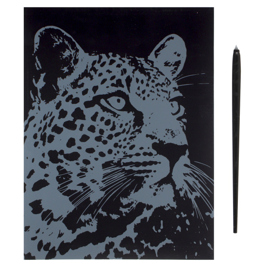 Гравюра скретчинг цветная, 30*40 см Красивый леопард Lori Гр-760