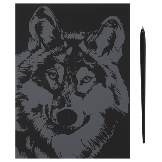 Гравюра скретчинг цветная, 30*40 см Красивый волк Lori Гр-763