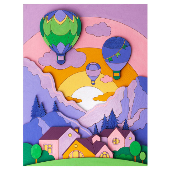 Набор для росписи Панно 3D Воздушные шары дерево Lori Фнр-035