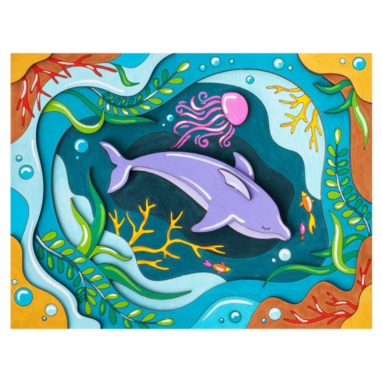 Набор для росписи Панно 3D Дельфины дерево Lori Фнр-037