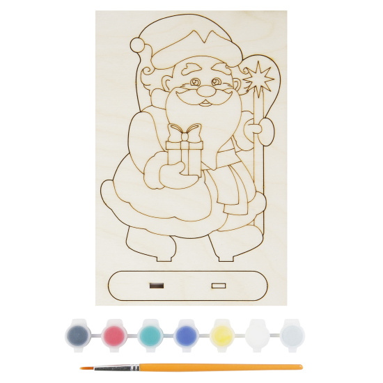 Набор для росписи Новогодний сувенир Дед Мороз дерево Lori Фнн-002
