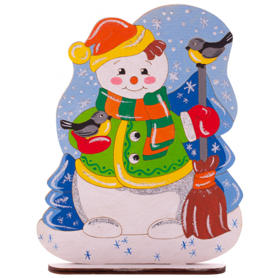 Набор для росписи Новогодний сувенир Снеговик дерево Lori Фнн-010