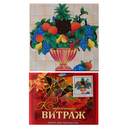 Картина Витраж (43*43) Color Kit Ваза с фруктами в багетной раме HS001