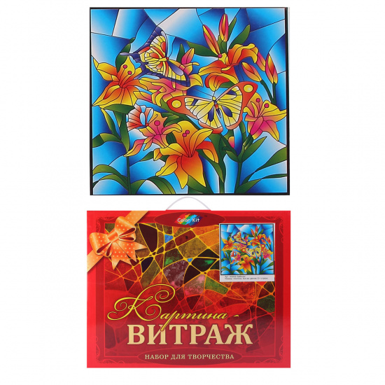 Картина Витраж (43*43) Color Kit  Бабочки в багетной раме HS002