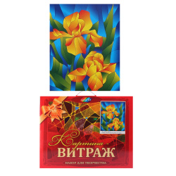 Картина Витраж (43*53) Ирисы в багетной раме HG007