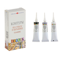 Набор контуров по стеклу и керамике, 18 мл, 3 цвета, картонная коробка, Classic, Decola, Невская палитра, 5341375