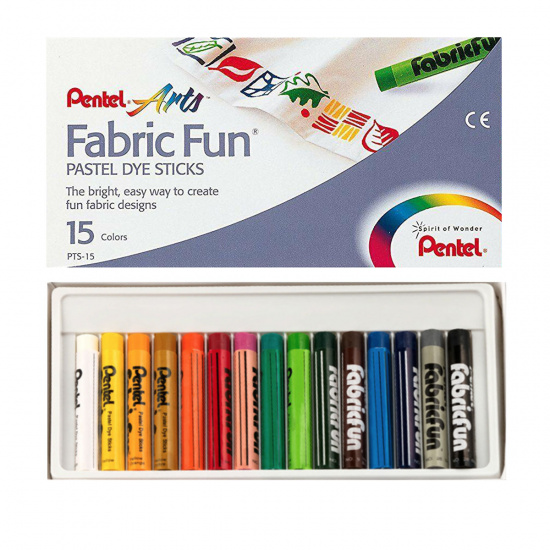 Пастель для ткани ассорти 15 цветов Pentel PTS-15