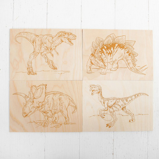 Доска для выжигания 5 шт, 6+ Динозавры Тираннозавр Трицератопс Стегозавр Овираптор Десятое Королевство 02744