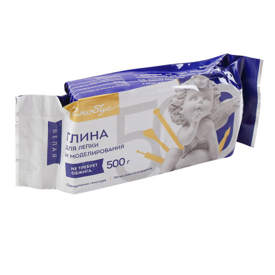 Глина 500гр Globus ГДЛ1 самозатвердевающая белая