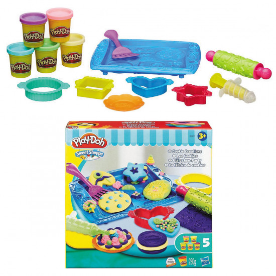 Масса для лепки 5цв по 56гр 9детал Play-Doh Магазинчик печенья В0307 син, зел, желт, роз, сирен