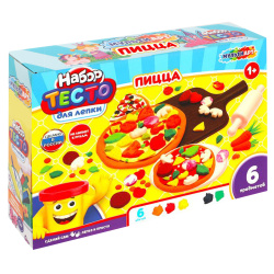 Тесто для лепки, 6 цветов, 360 гр, формочки, Пицца, MULTI ART, 349718