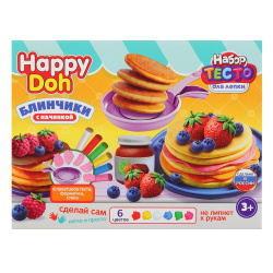 Тесто для лепки, 6 цветов, 300 гр, формочки, застывает на воздухе, Блинчики с начинками, Happy Doh, 398688