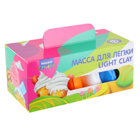 Пластилин легкий, 12 цветов, 10 гр, 3 стека, Mazari, M-4196-12A