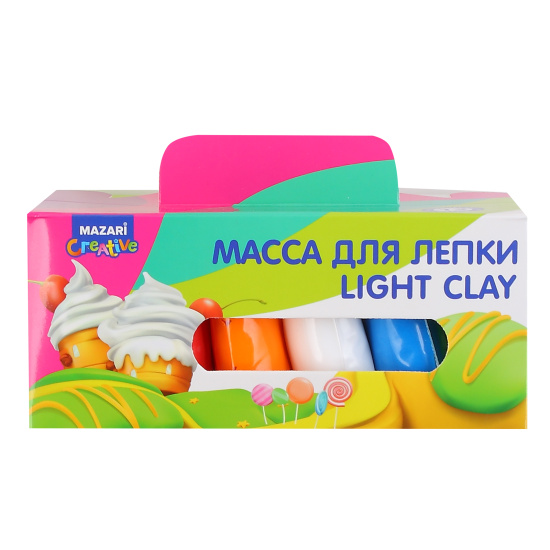 Пластилин легкий, 12 цветов, 10 гр, 3 стека, Mazari, M-4196-12A