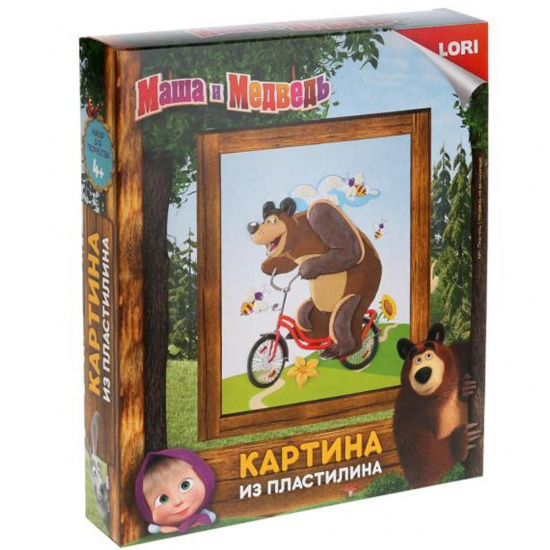 Картина из пластилина Маша и медведь Медведь на велосипеде Пкш-004