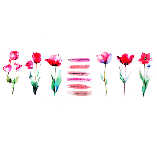 Наклейки 6 листов, 8,5*15 см, ПЭТ-пленка, европодвес, Flowers, ZABC, КОКОС, 253598