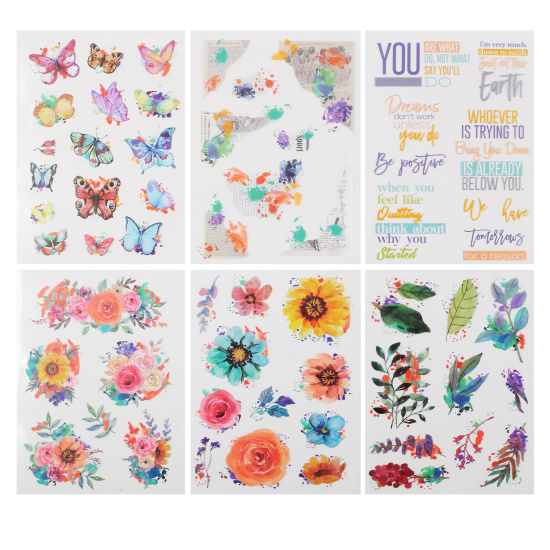 Наклейки 6 листов, 12*16,5 см, ПЭТ-пленка, европодвес, Flowers, КОКОС, 253597