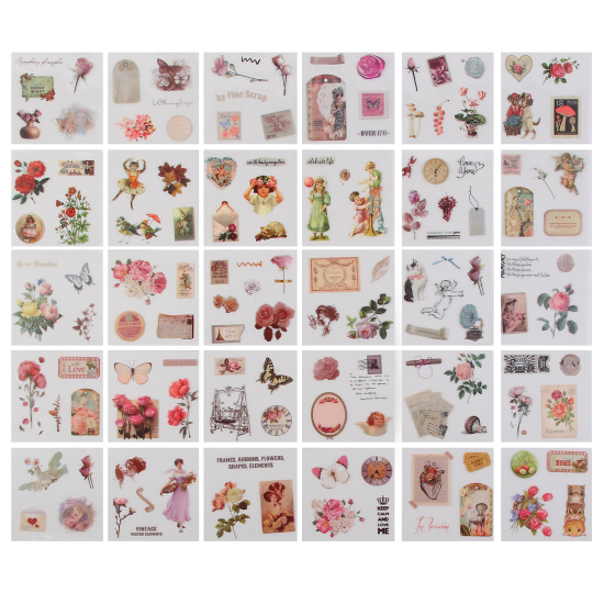 Наклейки 100 листов, 7*7 см, ПЭТ-пленка, Retro, ZABC, КОКОС, 253601