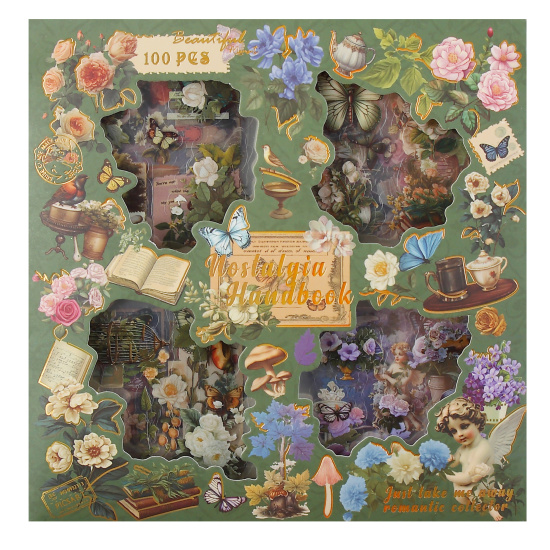 Наклейки 100 листов, 7*7 см, ПЭТ-пленка, Nostalgia, ZABC, КОКОС, 253602