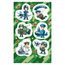 Наклейки, 6 шт, 9*15 см, бумага, Мир открыток, 0-11-23130А