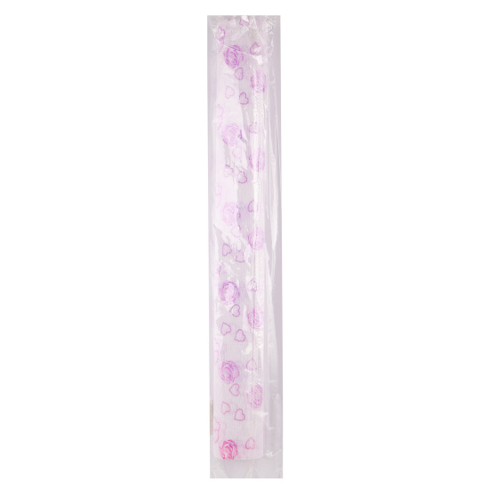 Бумага крепированная 50*250 см, 32 г/кв.м фиолетовые розы на белом КОКОС Y264
