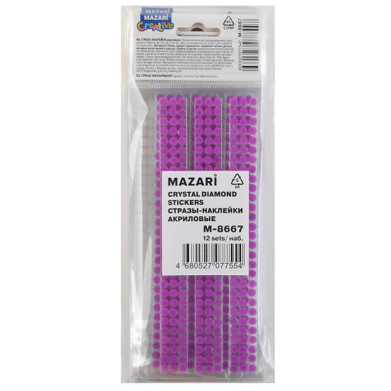 Стразы самоклеящиеся 7,5*21см Mazari №11 M-8667 ассорти 6 видов