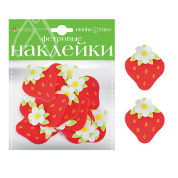 Декор из фетра самокл Клубнички 2-093/10 ассорти 2вид