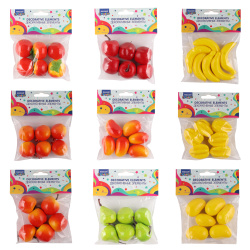 Декор Fruits 6 шт, пластик, 9 видов, пакет ОПП, европодвес Mazari M-10028