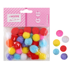 Помпоны, 30 шт, 2 см, текстиль, пакет орр, европодвес, deVENTE, 8000801