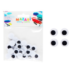 Глазки декоративные 15мм, 30шт, пакет, европодвес Mazari M-4323