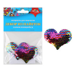 Декор из пайеток самокл Сердечки 2шт 6см С3305-01