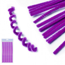 Проволока декоративная Шенил 30 см, 6 мм, 10 шт, цвет темно-фиолетовый, пакет, европодвес КОКОС 200413