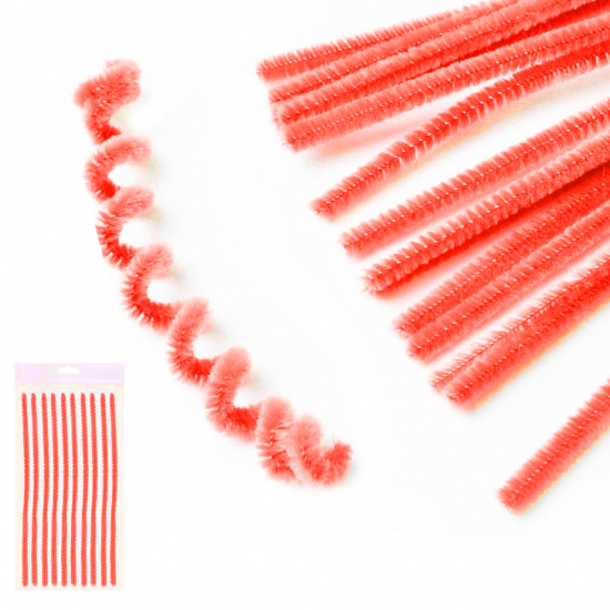 Проволока декоративная Шенил 30 см, 6 мм, 10 шт, цвет оранжевый, пакет, европодвес КОКОС 200414