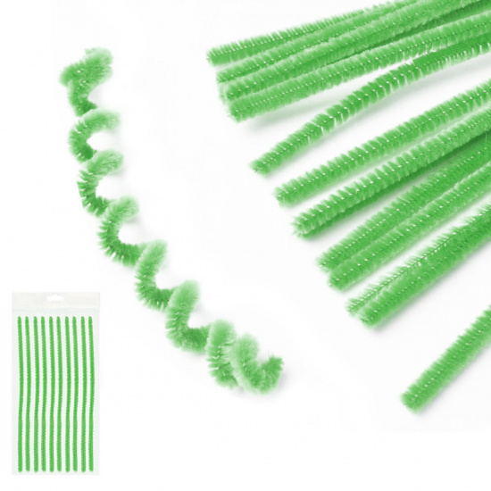 Проволока декоративная Шенил 30 см, 6 мм, 10 шт, цвет зеленый, пакет, европодвес КОКОС 200416