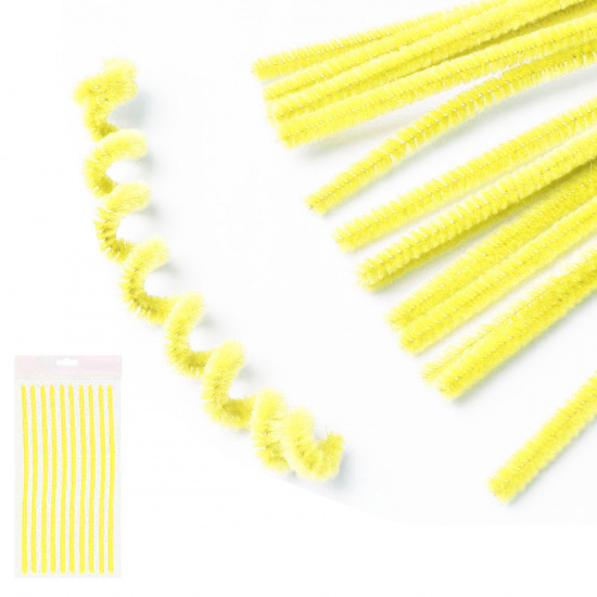 Проволока декоративная Шенил 30 см, 6 мм, 10 шт, цвет желтый, пакет, европодвес КОКОС 200418