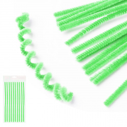 Проволока декоративная Шенил 30 см, 6 мм, 10 шт, цвет зеленый, пакет, европодвес КОКОС 209959