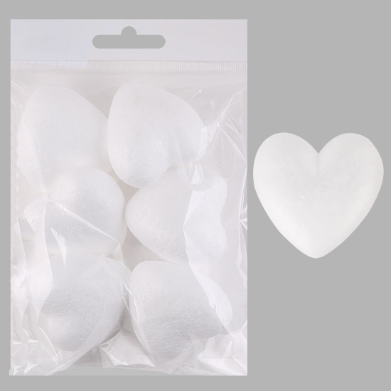 Пенопластовая заготовка Сердце 6 шт, 60 мм, цвет белый, европодвес, пакет ОПП КОКОС 180503-437