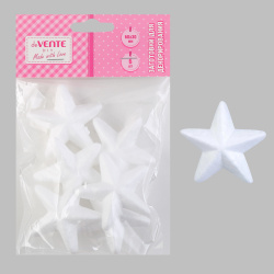 Пенопластовая заготовка, Звезды, 6 шт, 60*30 мм, цвет белый, европодвес, пакет орр с европодвесом, deVENTE, 8003925