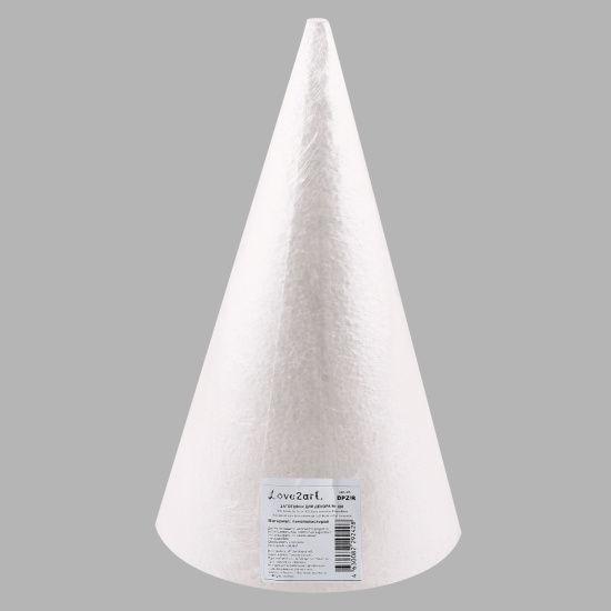 Пенопластовая заготовка, Конус, h-32 см, d-12 см, цвет белый, Love2art, DPZ-R