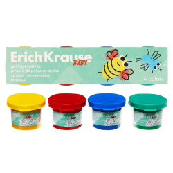 Краски пальчиковые 4 цвета, 35 мл, гелевые, с Алоэ Вера, картонная коробка Baby Erich Krause 61397