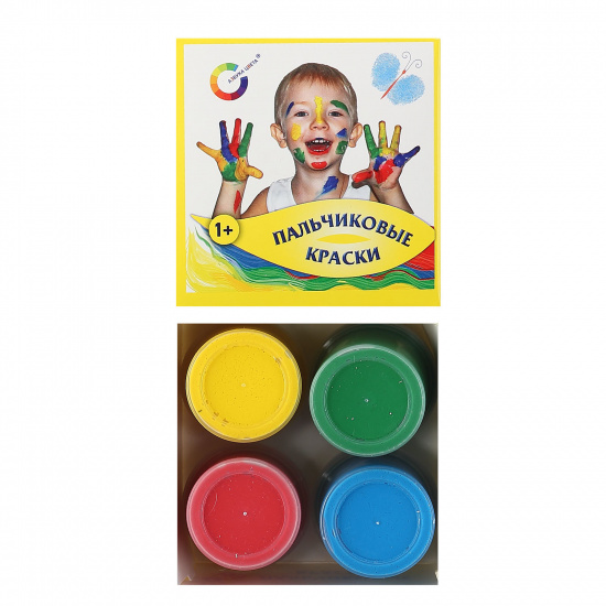 Краски пальчиковые 4 цвета, 40мл, смываемые, картонная коробка Экспоприбор 8079600