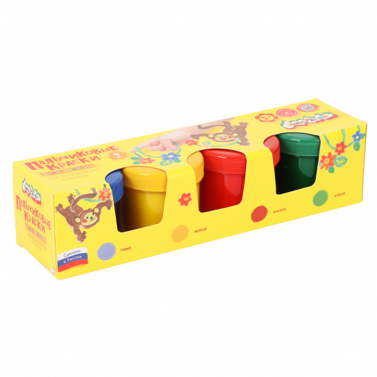 Краски пальчиковые 4 цвета, 110 мл, картонная коробка Каляка-Маляка ПККМ04
