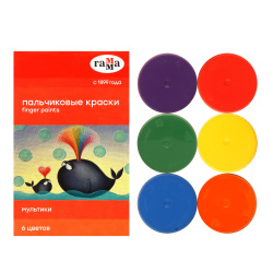 Краски пальчиковые 6 цветов, 50 мл, картонная коробка Мультики Гамма 180120213