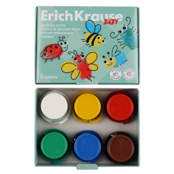 Краски пальчиковые 6 цветов, 35 мл, гелевые, с Алоэ Вера, картонная коробка Baby Erich Krause 61398