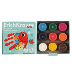 Гуашь пальчиковая 9 цветов, 20 мл, с Алоэ Вера, картонная коробка Baby Erich Krause 61400